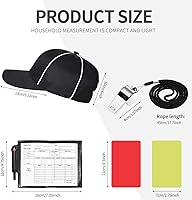 Vista 2 de Wettarn Conjunto de disfraz oficial de árbitro para hombre, camisa de árbitro, sombrero de árbitro, silbato con cordón, tarjetas de bandera
