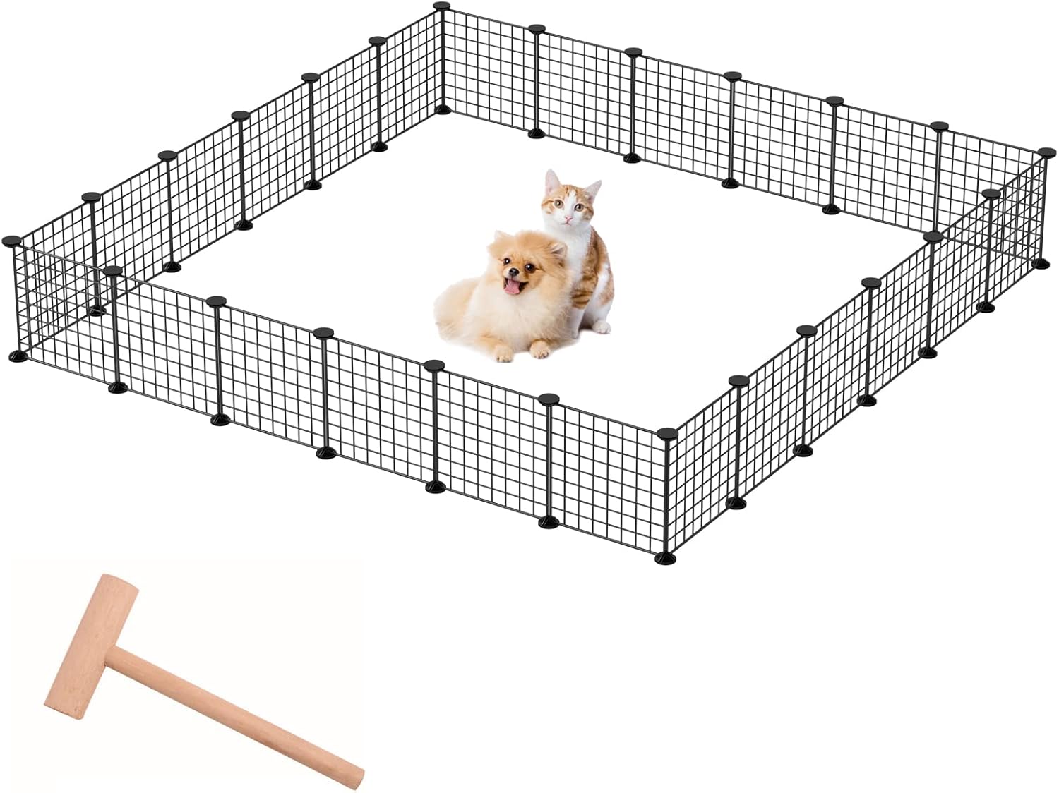 PinPon Puppy Playpen 24 Panels Metal Wire Dog Fence Portable Small Animal Fencing for Indoor Outdoor Ideal for Rabbit Puppy Turtles…