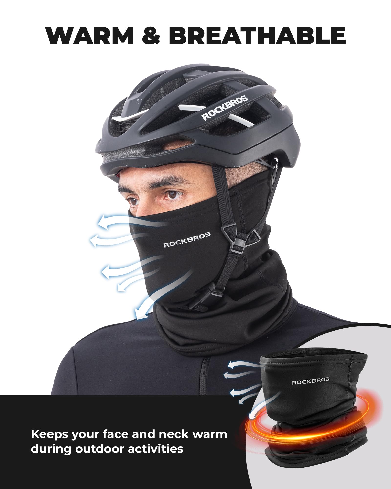 ROCKBROS Scaldacollo Invernale Termico Moto Passamontagna Fasce Caldo Ciclismo Motociclismo per Inverno Multifunzionale Uomo Donna Unisex