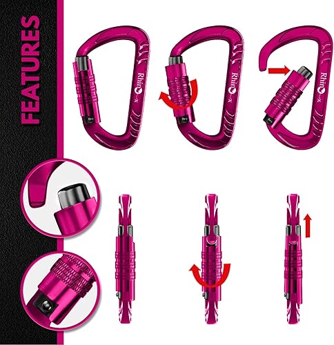 Vista 39 de 12kN (2697 lbs) Heavy Duty Carabiner Clips, for Securing Pets, Outdoor, Camping, Hiking, Hammock, Dog Leash Harness, Keychains