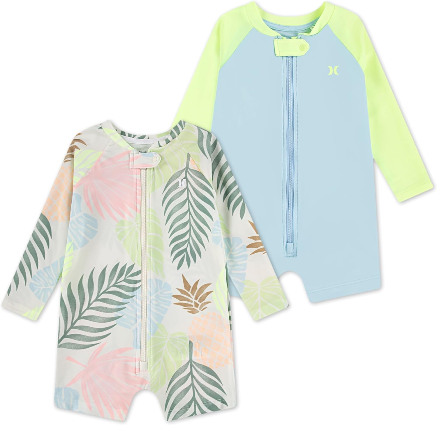 Hurley Unisex Baby 2-Pack Long Sleeve Rash Guard Coverall