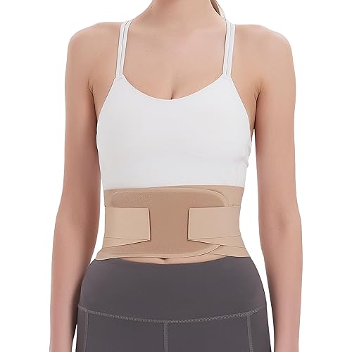 RANDY SUN Ultra Thin Back Brace, Lightweight Breathable for Women & Men, Invisible Lumbar Support Belt for Lower Back Pain Relief and Posture Correction Beige L/XL(Waist:31"-36")