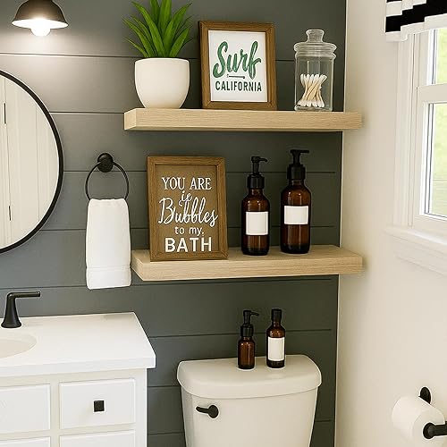 Miniatura 8 de Estantes flotantes para pared, estantes de baño sobre el inodoro, estantes de pared y estante para libros para habitación, estante colgante,