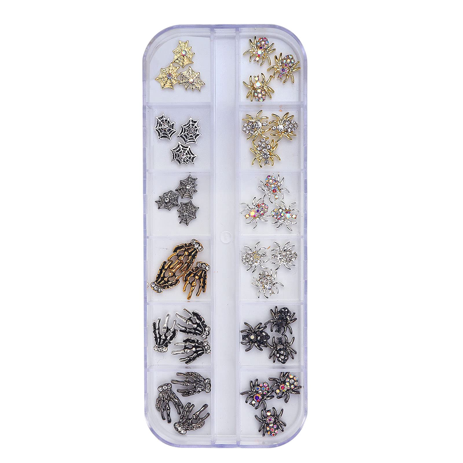 oringnat Halloween 3D Charms Skull Bat Skeleton Punk Hand Nails Rhinestones Vintage Alloy Decor for Tip