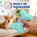 PrimePets Jouets d'anniversaire de chien, Jouets en peluche pour chiens, Accessoires de fête pour chiens d'Anniversaire, Jouet à mâcher de chien farci pour petits grands chiens moyens (os)