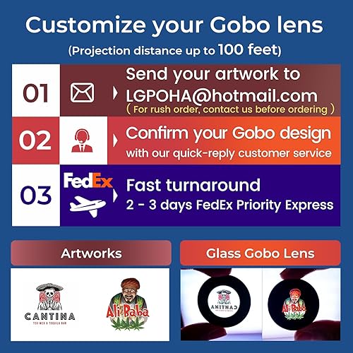 Miniatura 2 de Proyector GOBO con logotipo de 100 W para negocios, IP65 resistente al agua rotacional con doble sistema de refrigeración para exteriores, luz de
