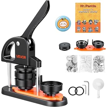 VEVOR Button Machine Button Maker 58 mm Pack of 100 Badge Punch Press Button Press DIY Badge Press Machine Button Badge Maker for Personalised Badge with Magic Book and Circle Cutter
