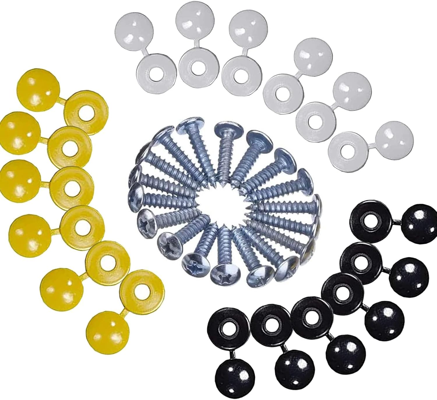 JEOPKO Car Number Plate Fixing Kit, Screws & Caps Number Plate Screw