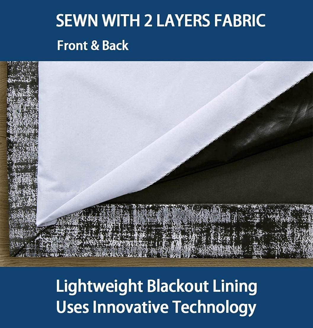 always4u Soft Velvet Curtains 100% Blackout for Window for Bedroom Thermal Silver Foil Printed Shining Luxury Window Treatment Drapes for Living Room 1 Pair Charcoal Grey 46 * 90 - Image 3