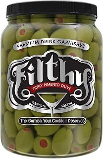 Filthy Food Filthy Pimento Stuffed Olive Case - Premium Martini Garnish - Made in the USA, Non-GMO & Gluten Free - 64oz, 1 Count