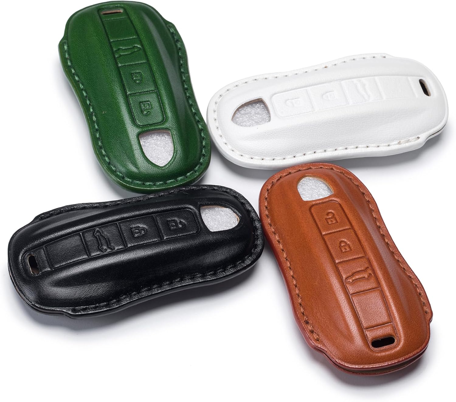 for Porsche Key Fob Cover Genuine Leather with Keychain,Leather Key Case Protector Compatible with Porsche Panamera,911,Cayenne,Macan - Image 4