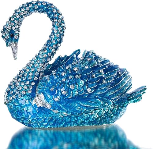 Miniatura 2 de YU FENG Pintado a mano esmaltado cerdo rojo y cisne azul joyería animal caja de baratija