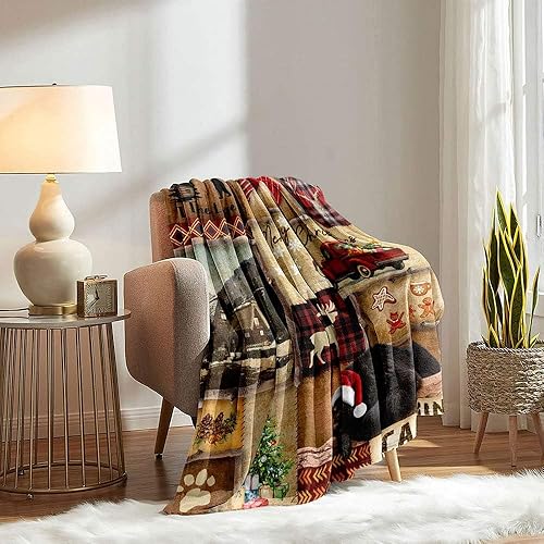 Vista 66 de LUVIVIHOME Manta de Feliz Navidad, bolas de Navidad azules doradas, manta de invierno con copos de nieve, manta individual, acogedora manta cálida