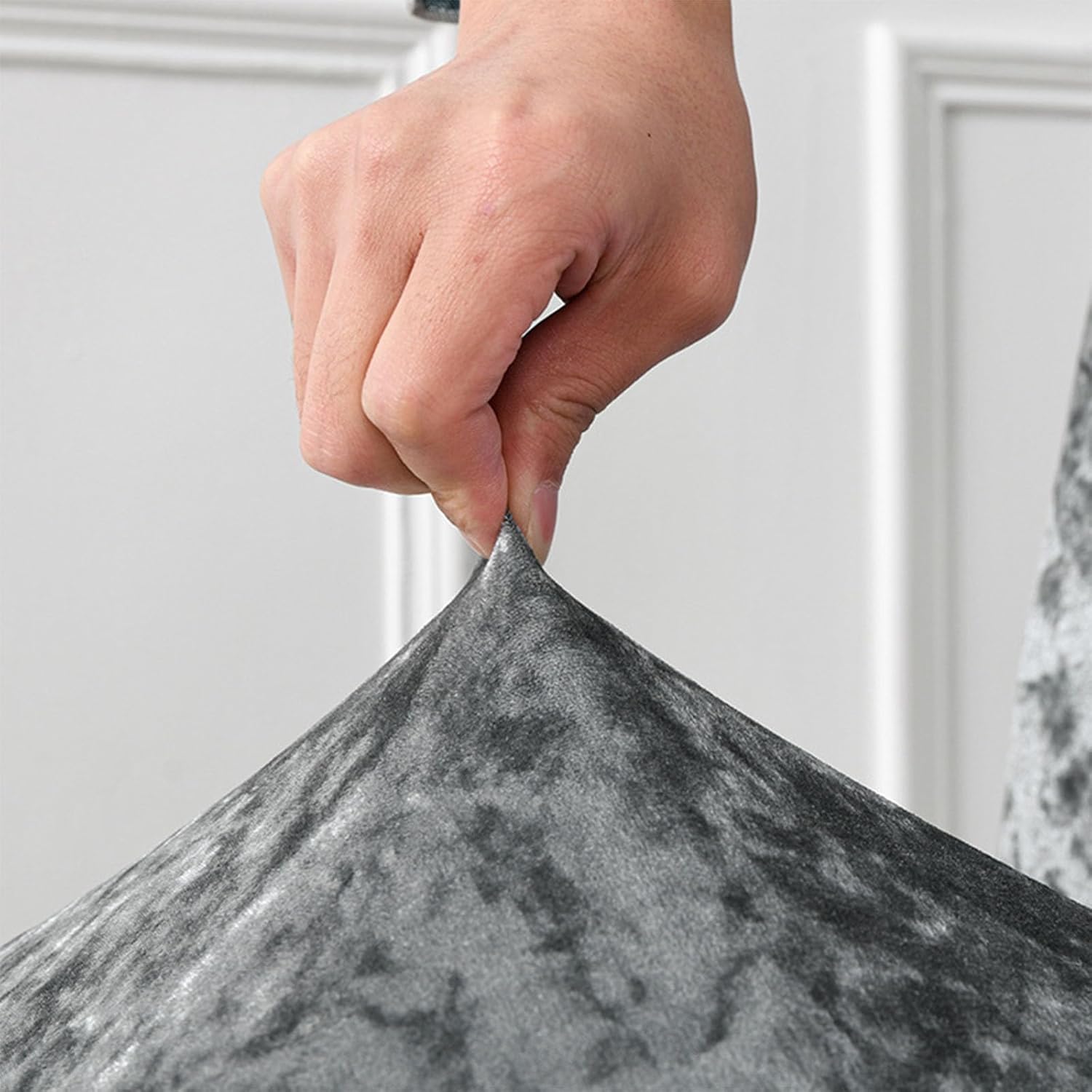 Waterproof Stretch Suede Fabric Dining Chair Covers for Kitchen Hotel Party Home Wedding Black (Set of 6)