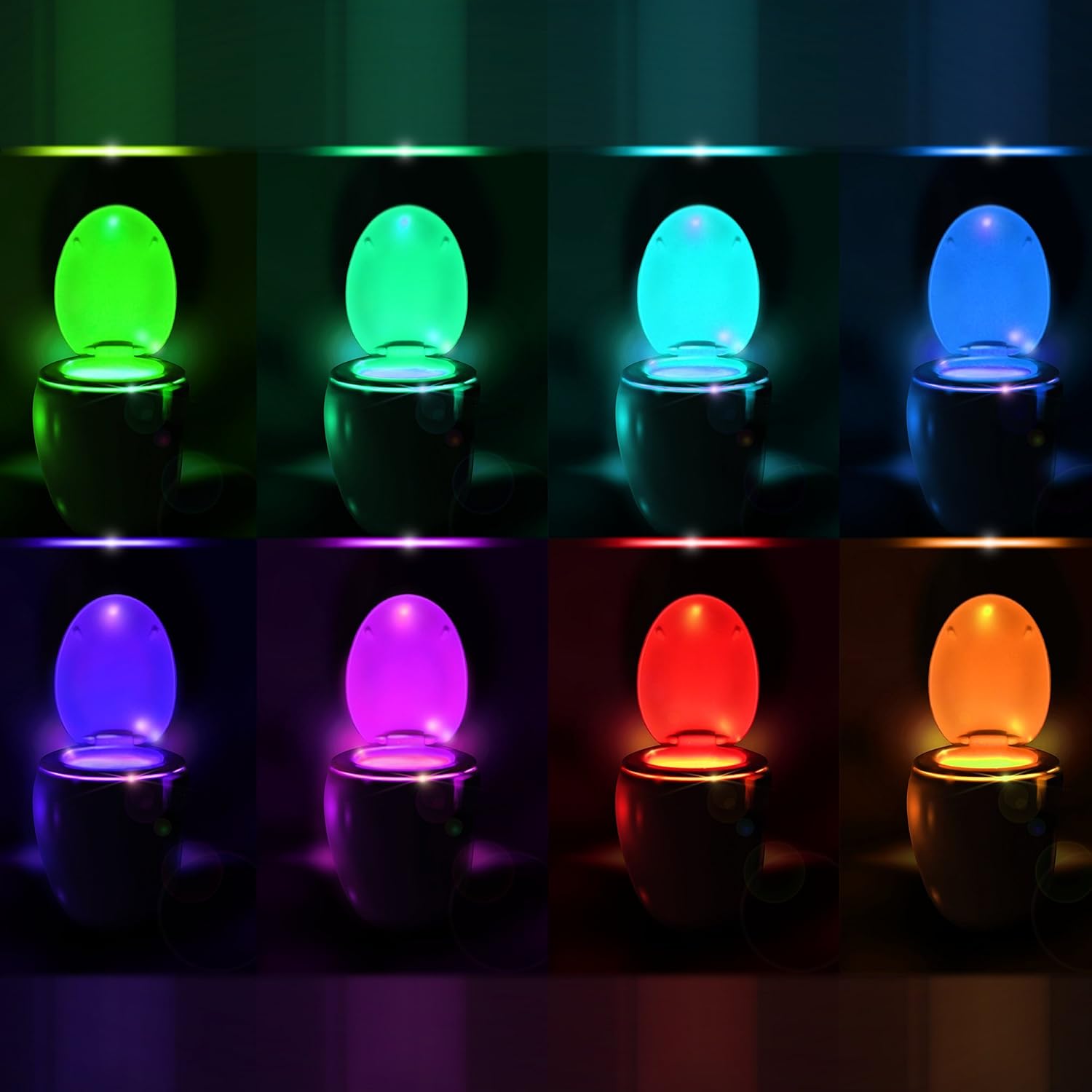 RainBowl Toilet Light with Motion Sensor - Unique Cool Gadget - Multicolor Toilet Bowl Night Light for Bathroom - Funny Mens Gifts for Housewarming - Gag Birthday Gift for Him, Dad, Husband, Women