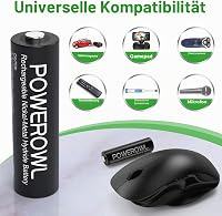 Acumulatori reîncărcabili POWEROWL AA Ni-MH 2800 mAh, set de 8 bucăți cu încărcător pentru 4 sloturi, încărcare rapidă USB și canale independente, pentru dispozitive AA 4