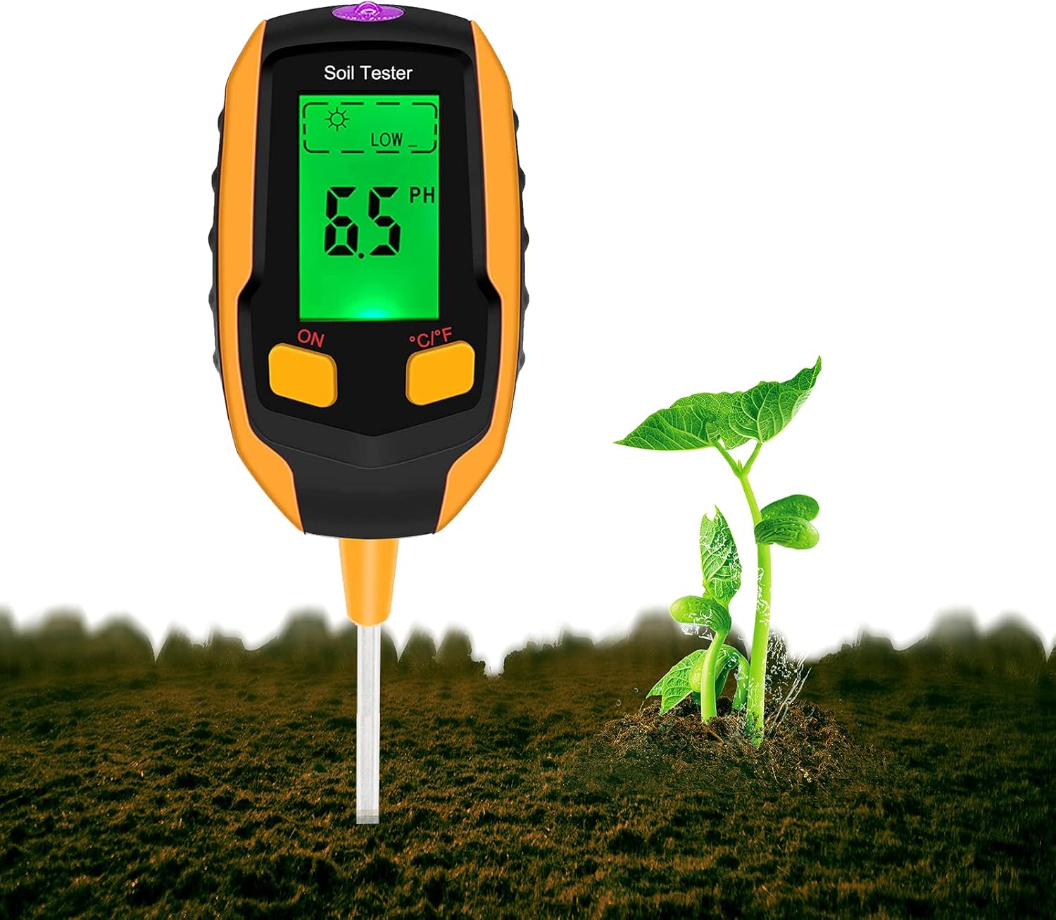 Justmetr [2021 Upgrade Soil PH Meter, 4-in-1 Soil Tester Moisture, Digital Plant Thermometer Test, Moisture Meter Light and PH Tester for Potted Plants, Gardens, Lawns : Patio, Lawn & Garden