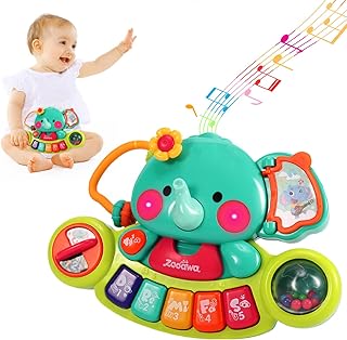Zooawa Baby Piano Toy 6-12 Months Elephant Music Baby Toys for 6 9 12 18 Months Boys Girls Gifts, Light Up Piano Keyboard ...