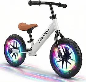 Bicicleta de Equilíbrio Infantil com Quadro de Alumínio, Sem Pedal, Leve, Assento Marrom Ajustável e Apoio Central para os Pés, Disponível em Branco, Laranja, Verde e Rosa