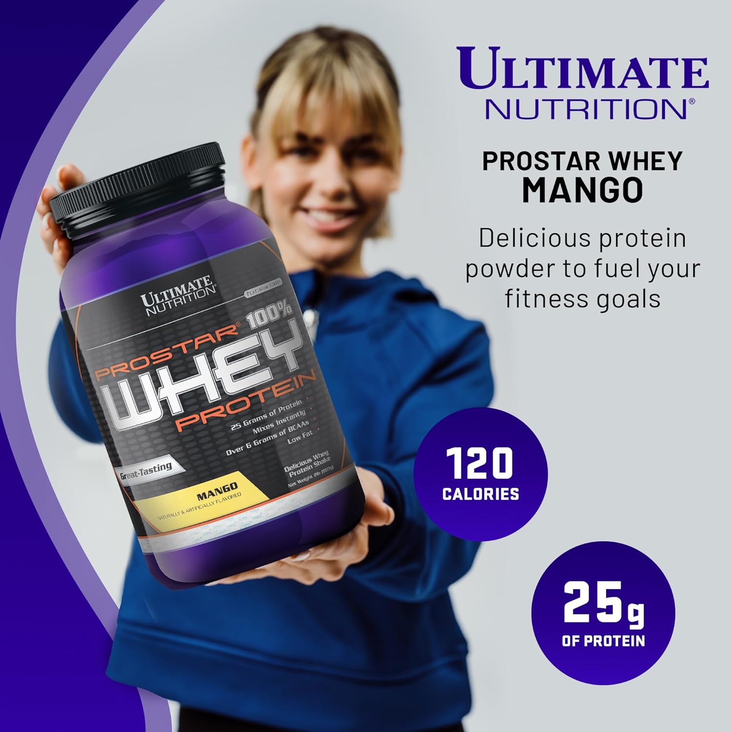Ultimate Nutrition Prostar Whey Protein Powder Isolate, Mango - Low Carb, High Protein Powder Shake for Muscle Gain & Recovery - Low Sodium, Low-Fat & Keto Friendly - 2 lbs Tub