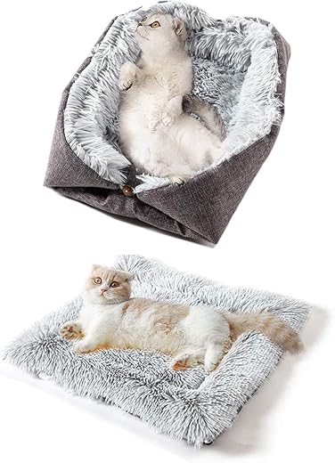 Cat Bed for Dogs Soft Bed for Cats 2 in 1 Blanket for Cats and Dogs 60 x 50 cm Suitable for Spring, Summer, Autumn and Winter, Grey