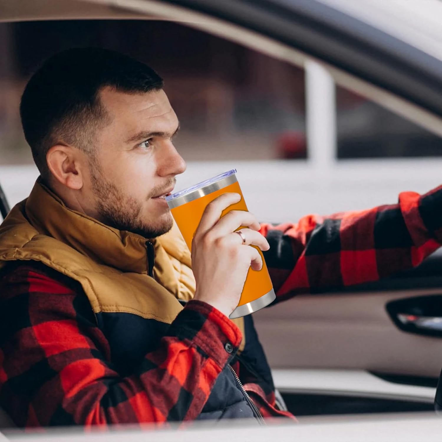 20 oz Tumbler Coffee Travel Tumblers Bulk with Lid Stainless Steel Double Wall Vacuum Insulated Mug Powder Coated Cups fit Car Cupholder for Hot and Cold - Orange, 12Pack - Image 7