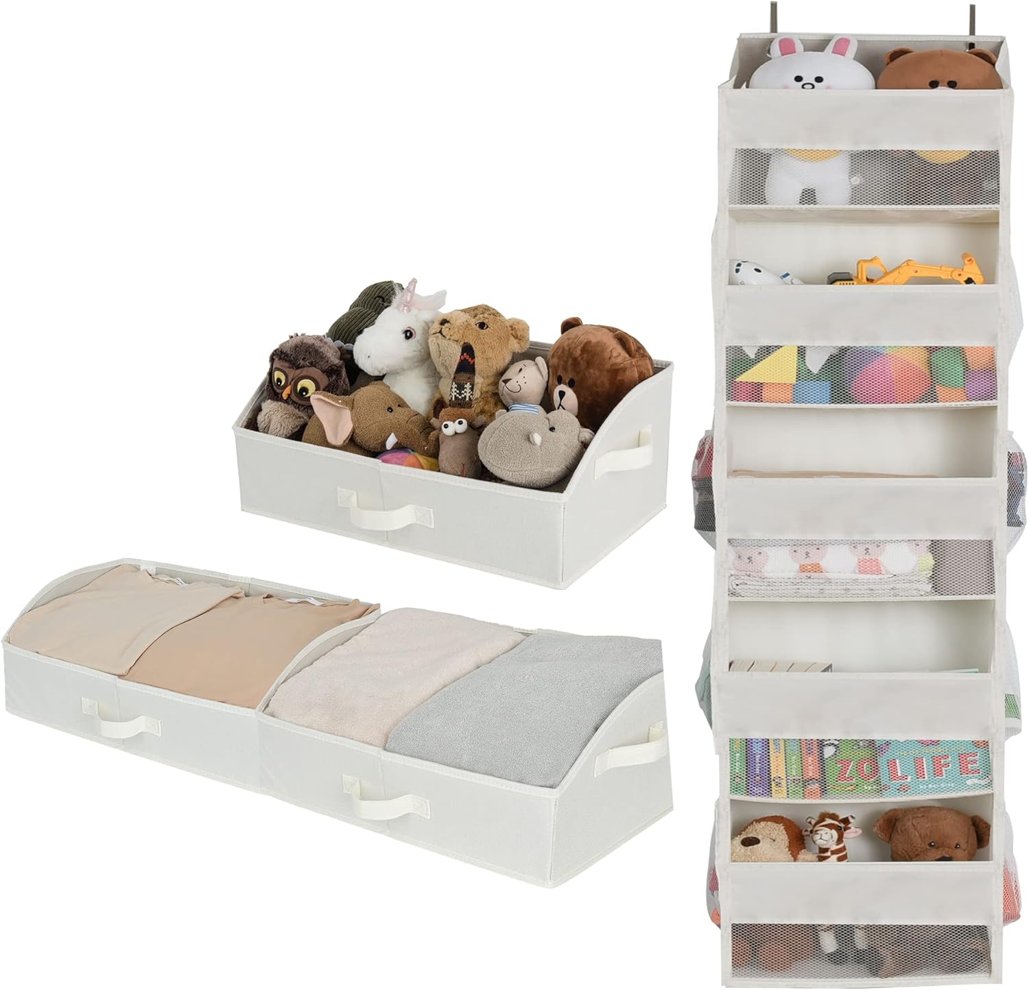 GRANNY SAYS Bundle of 1-Pack Over The Door Bathroom Organizer & 3-Pack Trapezoid Storage Bins