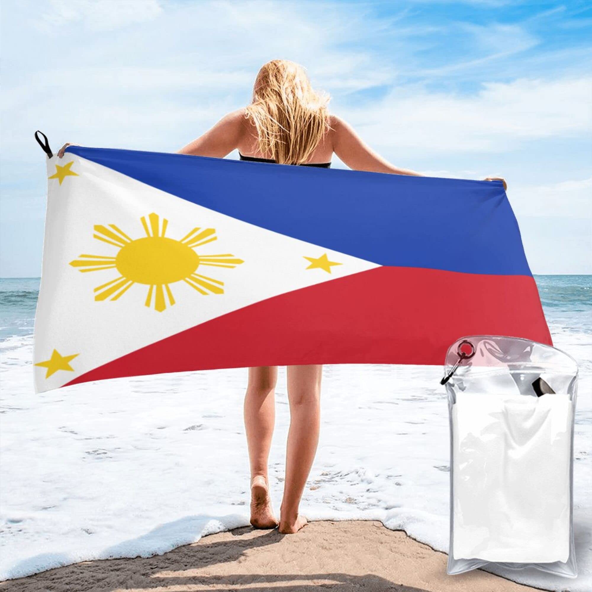 Lsjuee Flag of The Philippines Microfiber Beach Towel-Quick Dry Oversized Towels Blanket for Travel Pool Camping