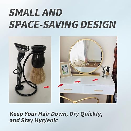 Miniatura 2 de BRBASAP Soporte para maquinilla de afeitar de seguridad, soporte universal negro para afeitado y cepillo de afeitado de seguridad para hombre, kit