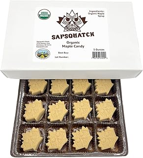 Sapsquatch Organic Maple Candy - 5 Ounces - Pure Maple Syrup Sugar Leaf Candy