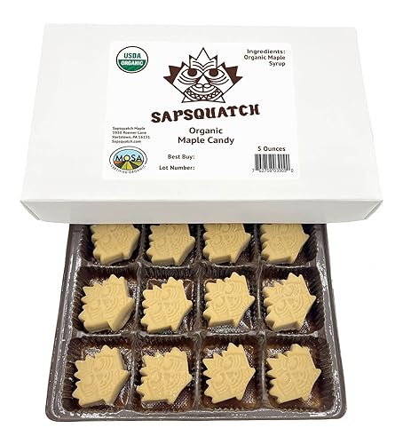 Sapsquatch - Caramelo de arce orgánico – 5 onzas – Jarabe de arce puro caramelo de hoja de azúcar