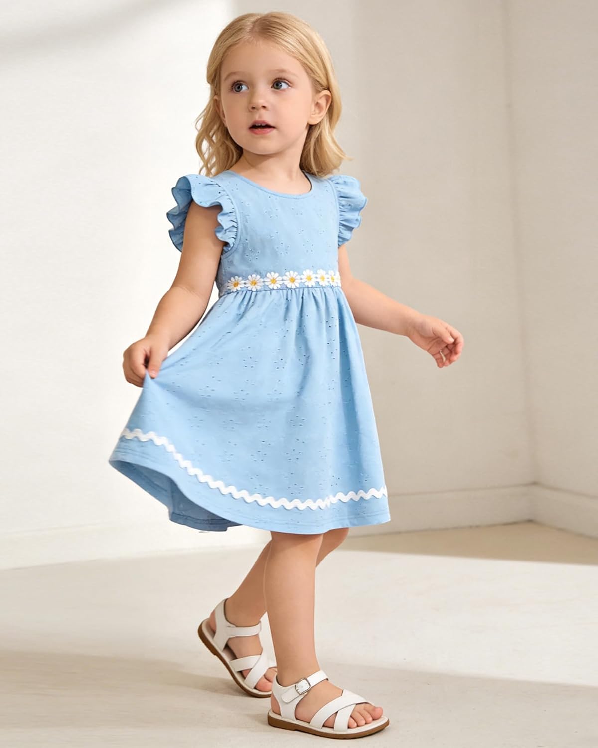 Toddler Baby Girl Dress Ruffle Sleeveless Dresses Girls Kids Outfits Casual Floral Spring Summer Beach Sundress - Image 2