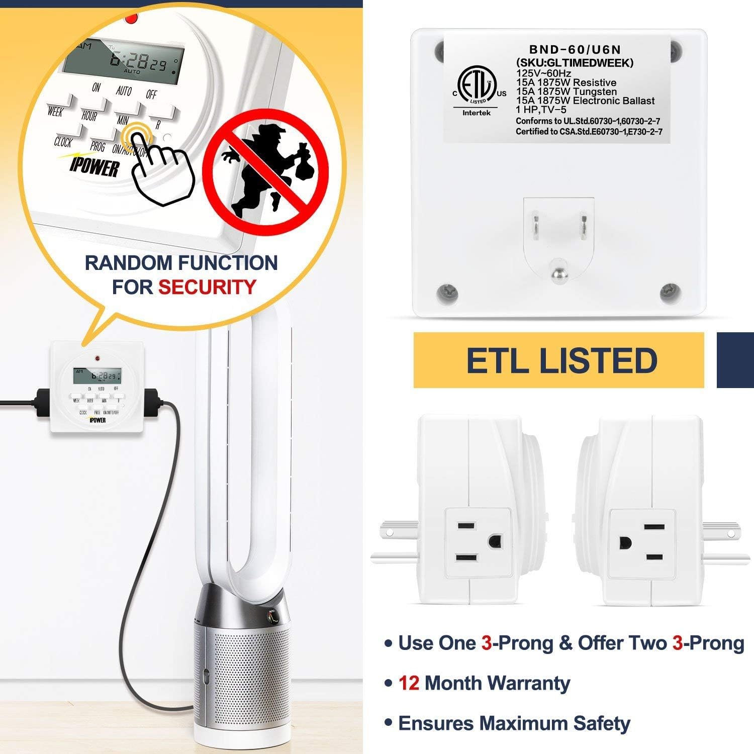 Best Quality 🔥 iPower 20-Pack 7 Day Programmable Digital Electric Timer Dual Outlet, Grounded, 20 Pack, White