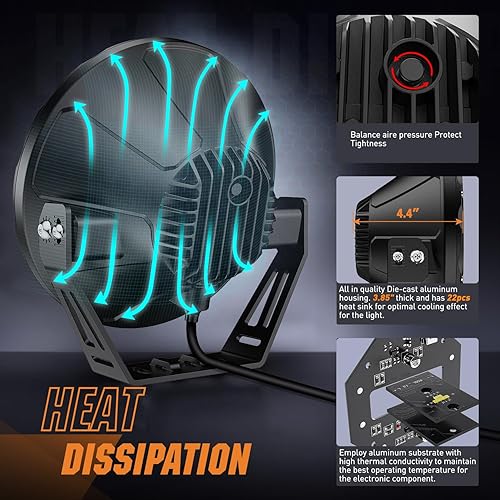 Miniatura 9 de Nilight Luz redonda todoterreno de 9 pulgadas 2 unidades de 120 W de haz alto y bajo IP68 LED de conducción con EMC integrado con conector DT de 14