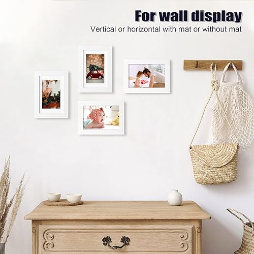 Vista 145 de KINLINK Marco de fotos A4 natural, de madera maciza con plexiglás acrílico para fotos A5 con paspartú o A4 sin paspartú, marco de fotos para mesa