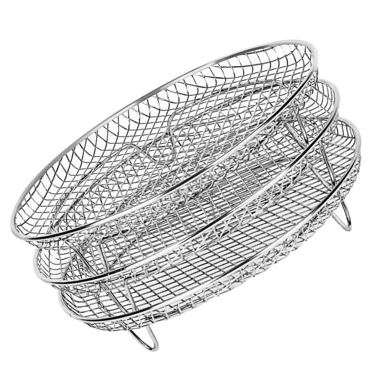 Hohopeti Accessori per Friggitrice ad Aria in Acciaio Inossidabile 3 Strati, Resistente alle Alte Temperature, Griglia Rotonda per Uso in Cucina