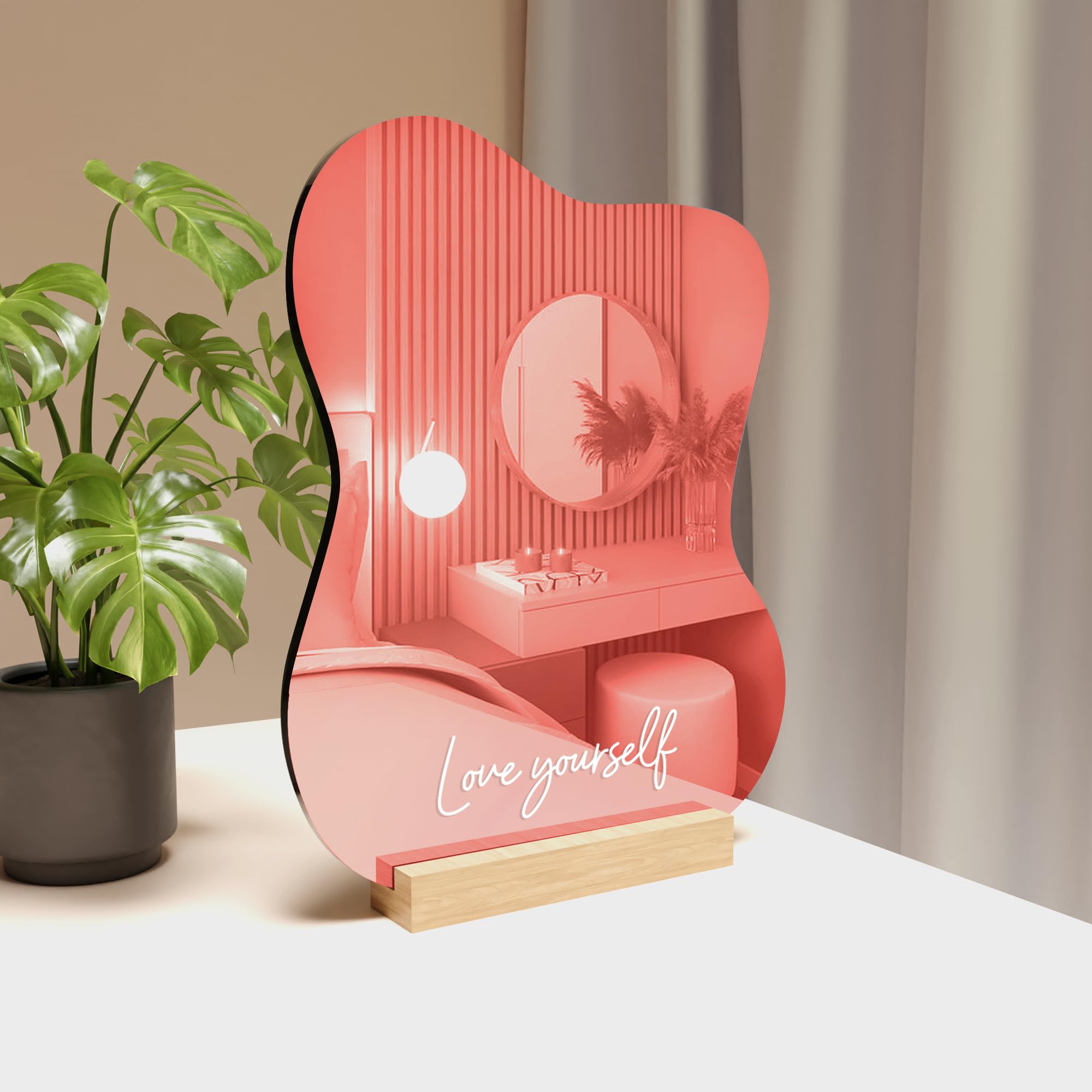 EGD Irregular Aesthetic Vanity Mirror Frameless with Your Custom Text I 8