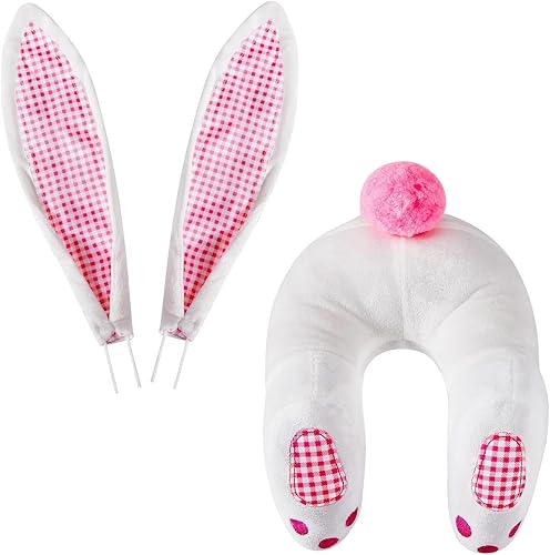 Miniatura 8 de Kit de corona de conejo de decoración de Pascua, lindo trasero de conejo con orejas para colgar en la pared del hogar, decoración de adorno de