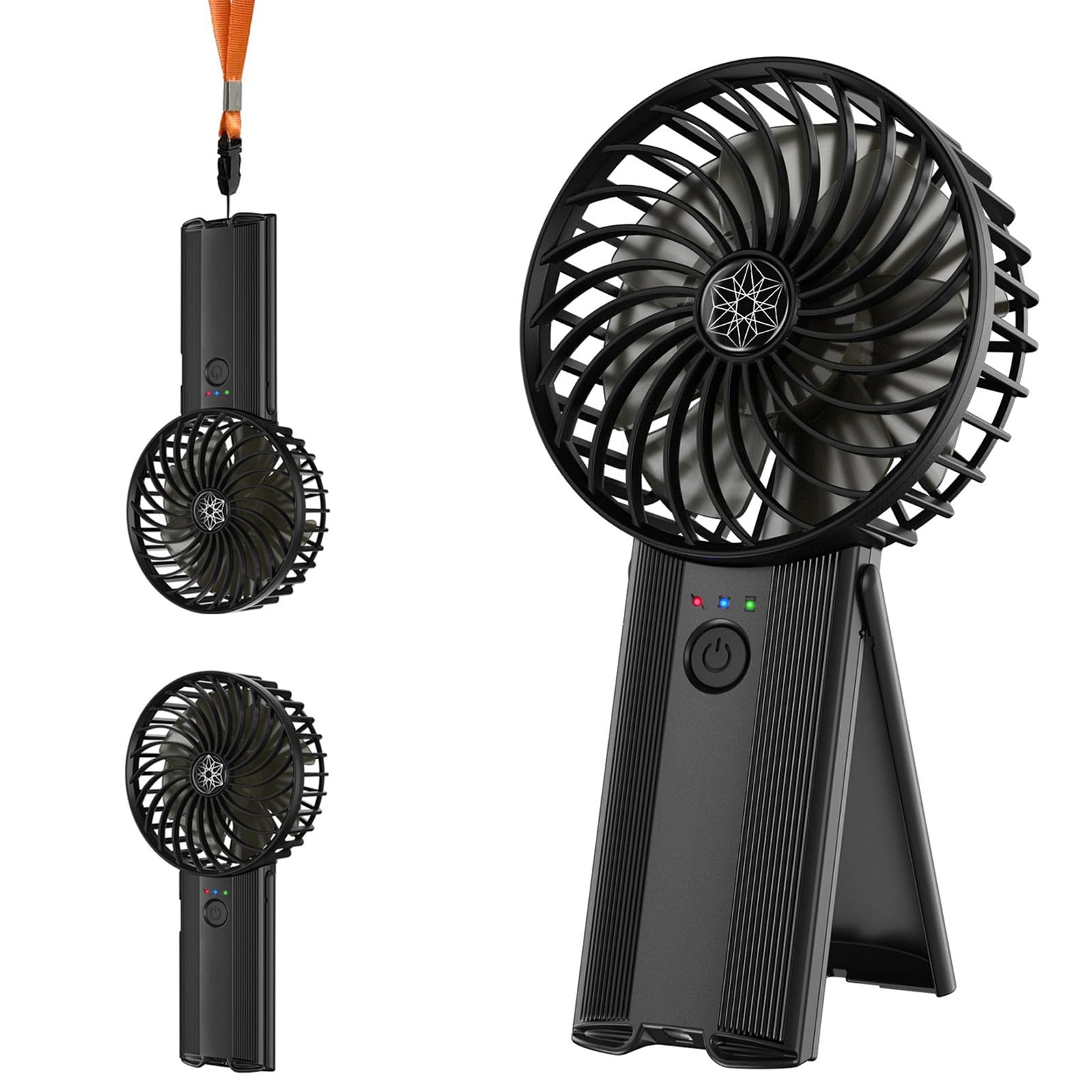 Handheld Fan, Rechargeable USB Quiet Mini Fan, Portable Clean Hand Fan with 4 Speeds, Battery Fan for Bedroom, Office, Travel (Black)