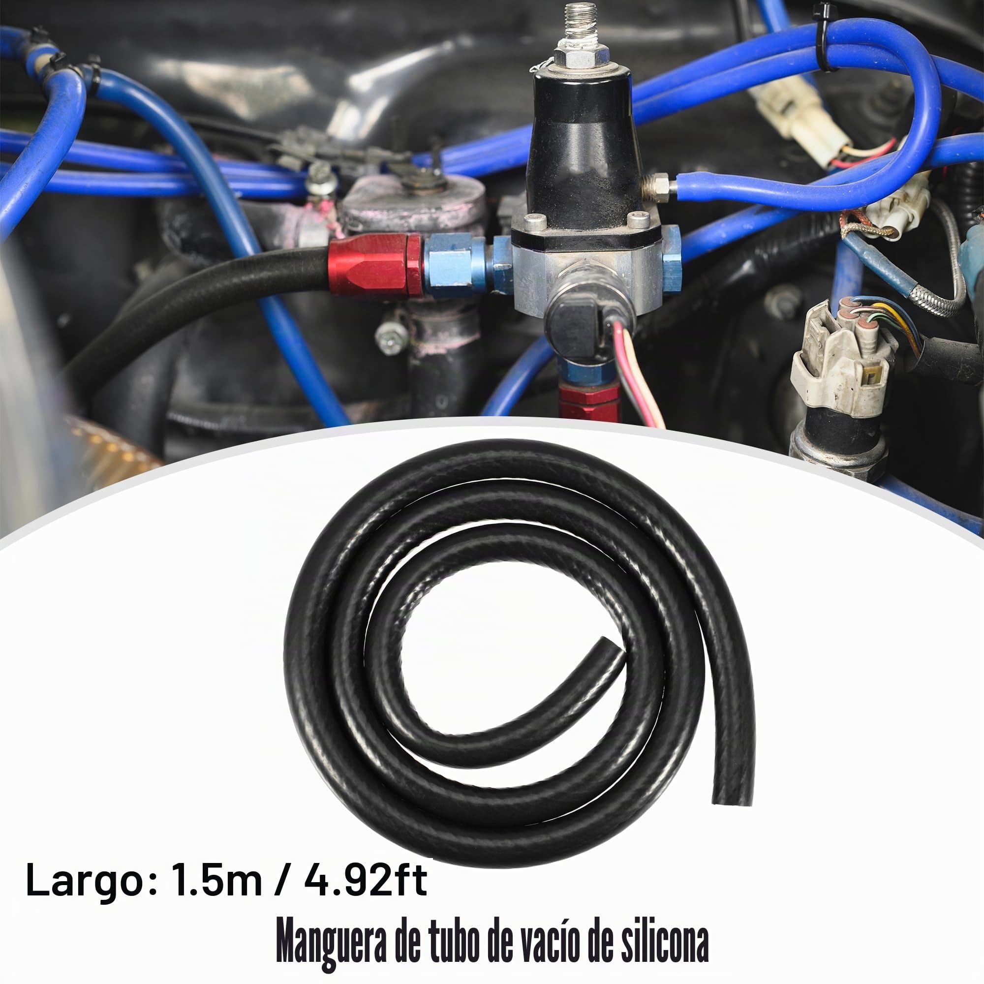 QUARKZMAN Manguera De Vacío De Silicona Para Coche Negro 1Pc Id 12Mm | Diámetro Interior 12 Mm, Longitud 1.5 M, Grosor 4 Mm, Para Benz, Para Bmw, Para Audi, Para Toyota, Para Ford