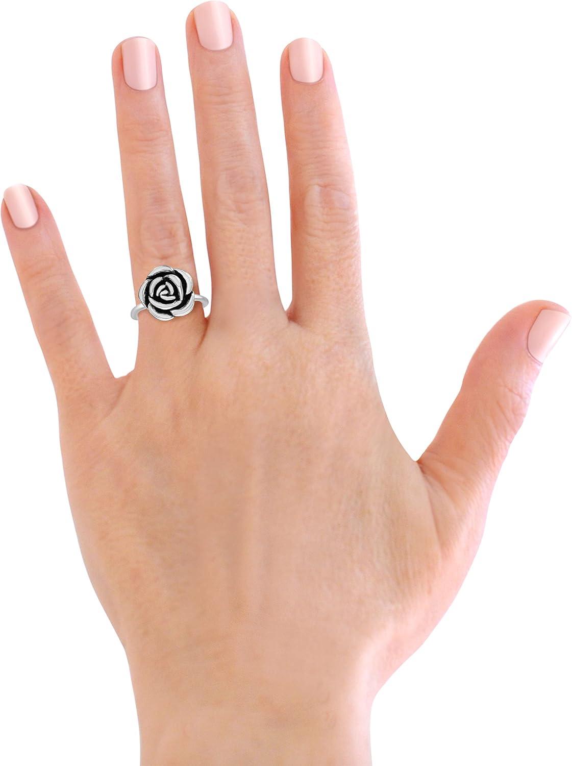 Savlano 925 Sterling Silver Hollow Rose Flower Ring Band for Women - Made in Italy Comes With a Gift Box - Image 4