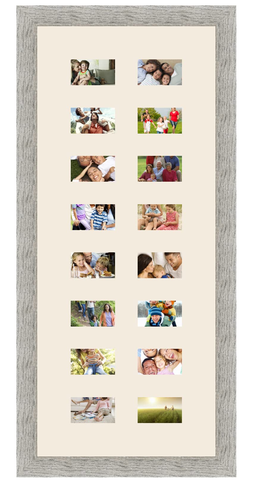 Cadre photo mural 30x73 cm pour regrouper 16 photos sans percer 16 trous