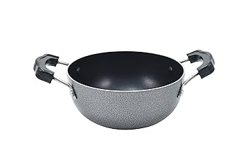 kinox Non Stick 16cm Baby Kadhai with Handle/Mini Kadhai/Tasla with Handle Capacity - 800 ML Hammered Tone Finish