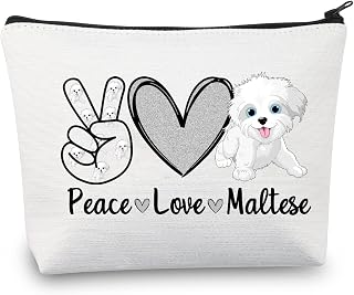 BDPWSS Maltese Dog Makeup Bag Maltese Dog Lover Gift Dogs Puppies Owner Gift Cute Dog Gift Maltese Mom Gift Peace Love Maltese (Peace Love Maltese CA)