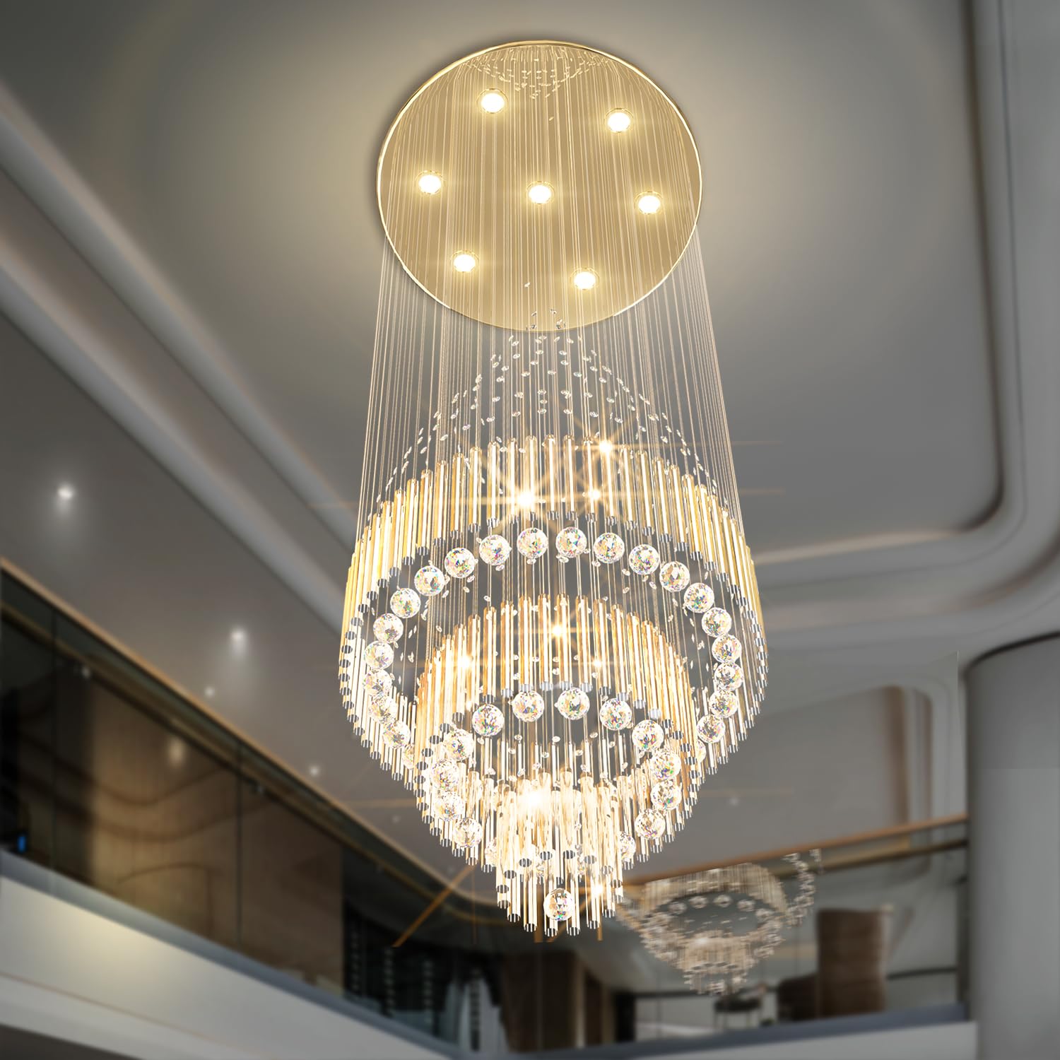 Sunny Hawaii Elegant LED Crystal Raindrop Ceiling Light,24