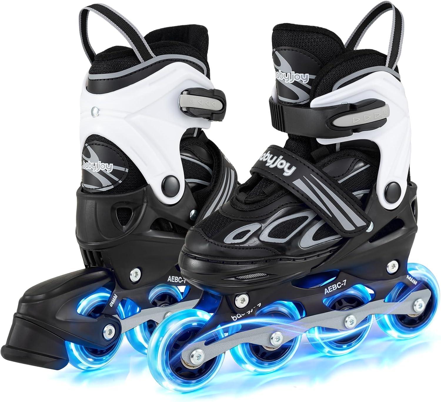 BABY JOY Inline Skates, 4 Sizes Adjustable Kids Roller Blades with Light-up Wheels for 5-14 Boys Girls Youth Children, Fun Illuminating Roller Skates for Indoor Outdoor Play