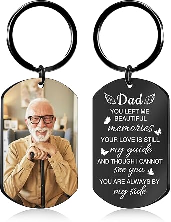 Custom Memorial Keychain with Picture Sympathy Gifts for Loss of Mom Dad Bereavement Remembrance In Memory of Loved One Gifts Black - 2