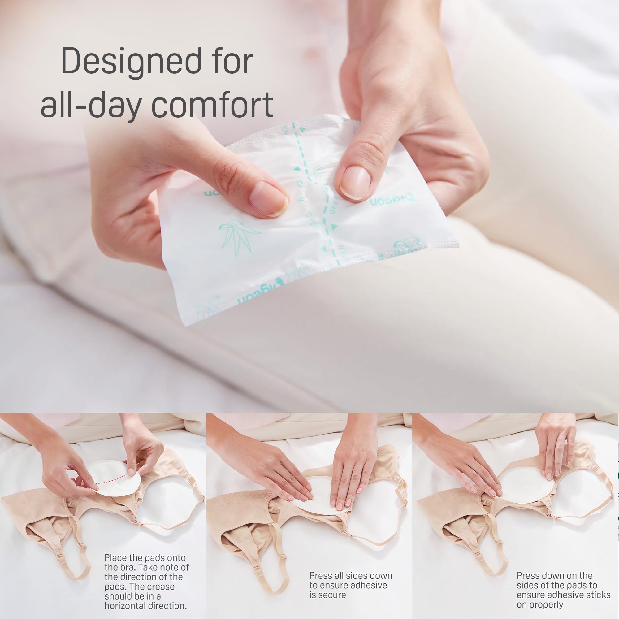 Pigeon Disposable Breast Pads 60 Pcs | 2X Softer Comfy Feel | Aloe Vera Extract | Stay Dry All Day | Leak Proof Coverage | Dermatologically Tested | White 1