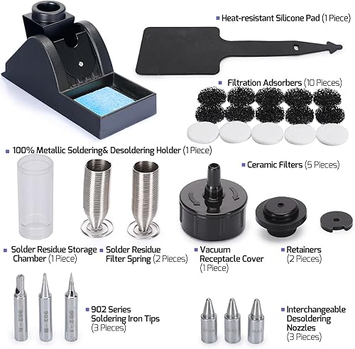 Miniatura 8 de WEP 948D III Estación de Soldadura y Desoldadura 2-EN-1 ESD Segura Mejorada con Pistola de Desoldadura de Calentamiento Rápido y Hierro de Soldar,