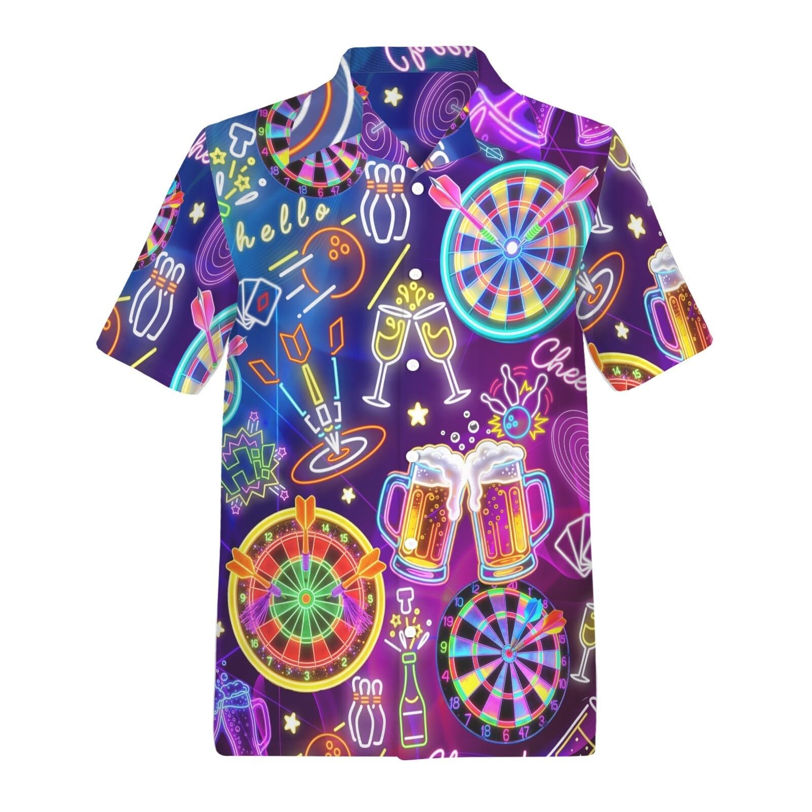 Artsadd 80s Outfit for Men 90s Shirt Hawaiian Button Down Retro Party Disco